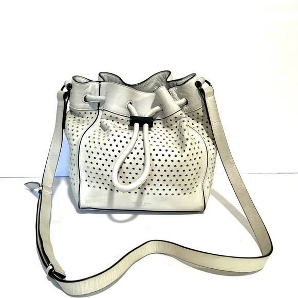 Rag & Bone 'Mini Aston' Perforated Leather Off White Ivory Cut-out Bucket Bag - Picture 3 of 14